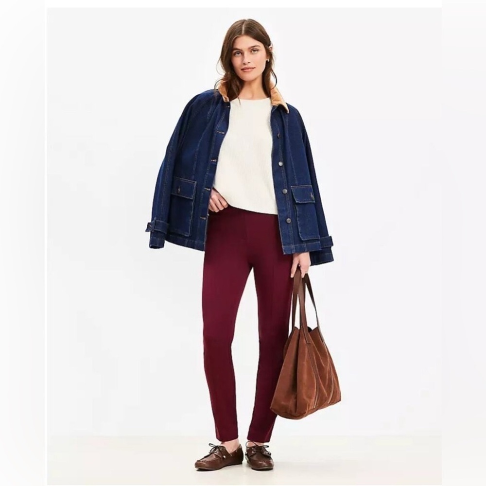 NWT Ann Taylor burgundy The High Waist Skinny trouser pants size 4P